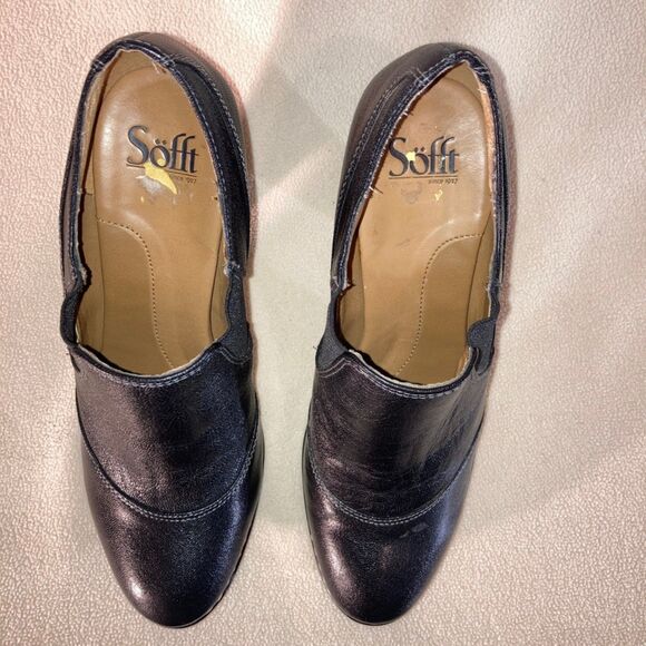 Sofft Carleigh Shootie Women's 9.5M Black Leather Almond Toe Mid Block Bootie - Picture 4 of 9